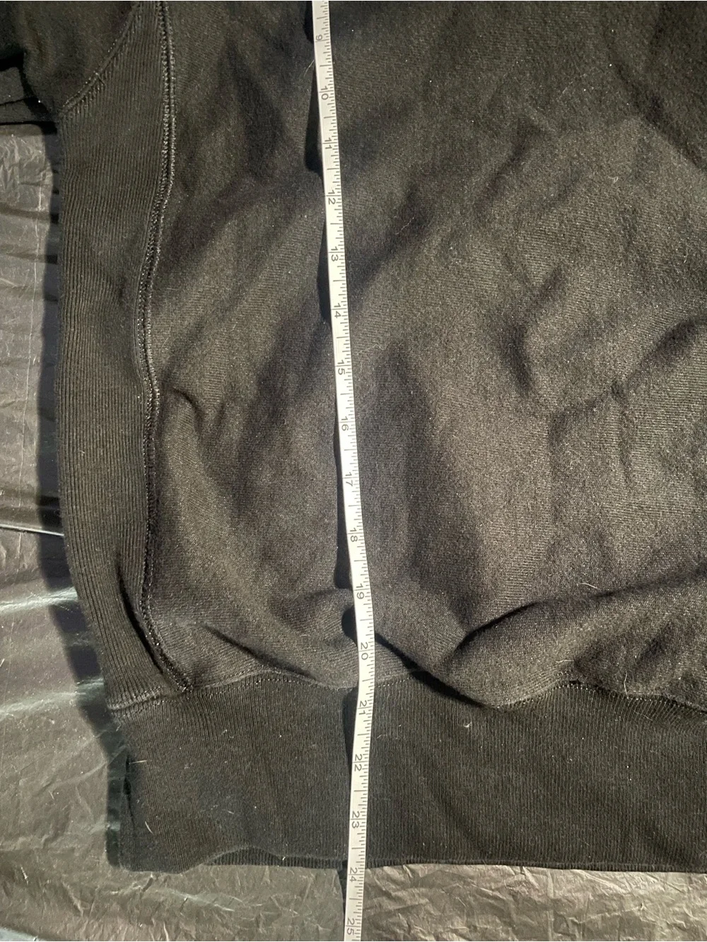 Champion Reverse Weave Black Chenille Script Logo Hoodie Men’s Small Pullover